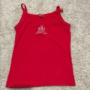 Red Tank Top with Embroidered Logo